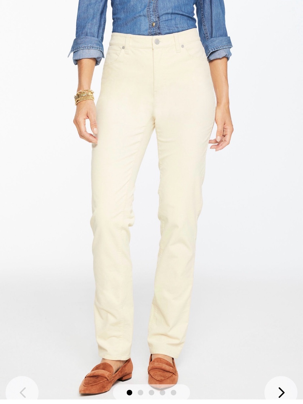 Talbots STRAIGHT LEG STRETCH CORDUROY PANTS ivory size 2P petite